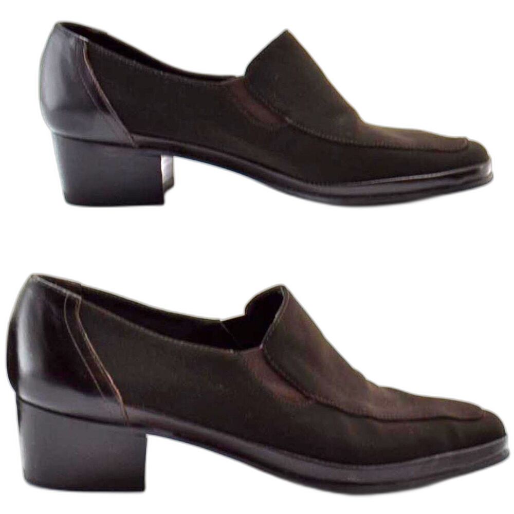 Rangoni Firenze Italy Brown Stretch Fabric Leather Loafers - Women's Size 6B